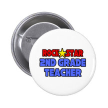 Rock Star 2nd Grade Teacher Pinback Button