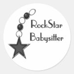 Rock Star Babysitter Round Sticker