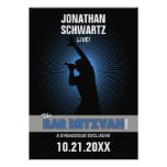 Rock Star Bar Mitzvah Invitation, Black/Silv/Blue