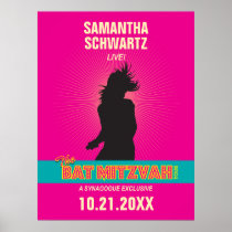 Rock Star Bat Mitzvah Poster in Hot Pink