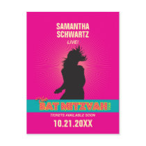 Rock Star Bat Mitzvah Save the Date in Hot Pink Post Card