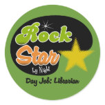 Rock Star By Night - Day Job Librarian stickers