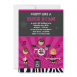 Rock Star Girls Birthday Party Invitation