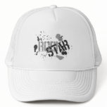 Rock Star White Mesh Truckers Cap Paint Splatter Trucker Hat