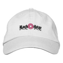 Rock Star with Pink Star Design Embroidered Hats