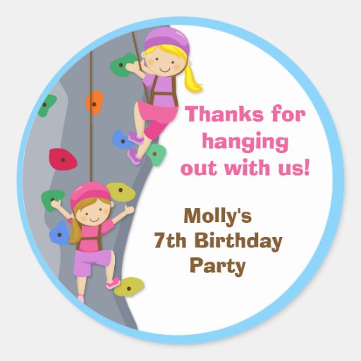 Rock Wall Birthday Party Favour Stickers