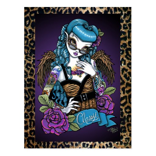 Rockabilly Baby Tattoo Leopard Angel Postcard