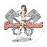 Rockabilly pinup girl with pistons stickers