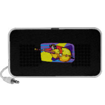 Rockabilly Upright Bass Player Goofing Around Laptop Speaker