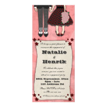 Rockabilly Wedding, 4x9.25 engagement Personalized Announcement
