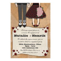 Rockabilly Wedding, 5x7 engagement Custom Invites