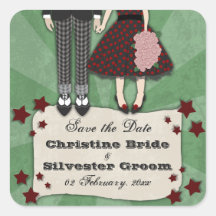 Rockabilly Wedding, save the date Stickers