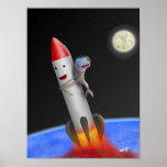 rocket and fish poster