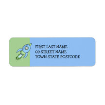 Rocket blue green Return Address Label