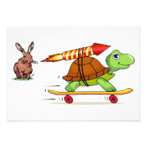 Rocket Propelled Tortoise and Hare Personalized Invitations
