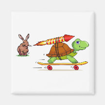Rocket Propelled Tortoise and Hare Magnet