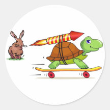 Rocket Propelled Tortoise and Hare Stickers