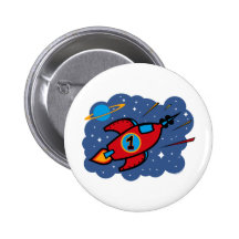 Rocket Ship 1st Birthday Pinback Buttons