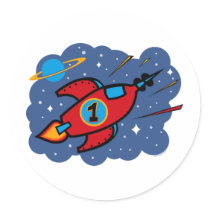 Rocket Ship 1st Birthday Stickers