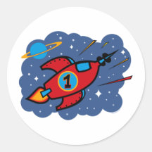 Rocket Ship 1st Birthday Stickers