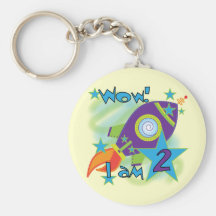 Rocket Ship 2nd Birthday T-shirts and Gifts Key Chains