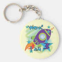 Rocket Ship 3rd Birthday T-shirts and Gifts Key Chain