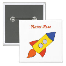 Rocket Ship Birthday Button