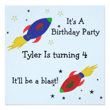 Rocket Ship Birthday Party Invitation