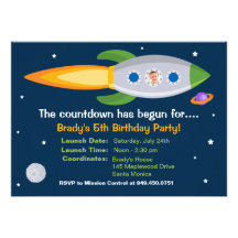 Rocket Ship Birthday Party Invitation