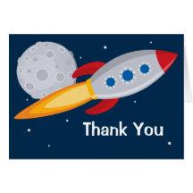 Rocket Ship Birthday Party Thank You Card