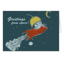 rocket ship - note card
