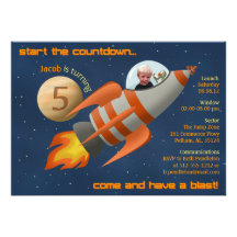 Rocketship Birthday Invitation