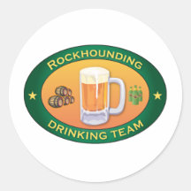 Rockhounding Drinking Team Round Stickers