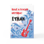 Rockin' guitar birthday card red white & blue