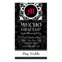 ROCKIN' MUCHO MONOGRAM BLACK BUSINESS CARD