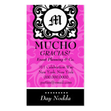 ROCKIN' MUCHO MONOGRAM PINK BUSINESS CARD TEMPLATES