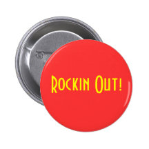 Rockin Out bright Orange Button
