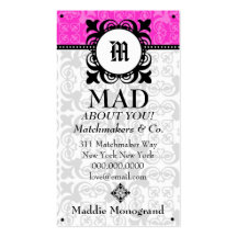 ROCKIN' PINK MONOGRAM MADNESS BUSINESS CARD