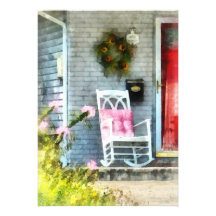 Rocking Chair With Pink Pillow Personalized Invite