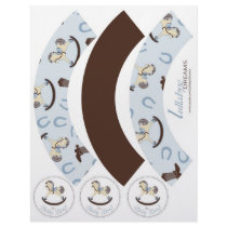 Rocking Horse Boy Cupcake Wrapper 2D Full Color Flyer