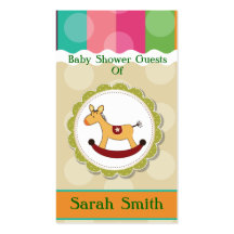 Rocking Horse Polka Dots Baby Shower Business Cards