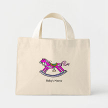 Rocking Horse Tote  with Baby's Name Canvas Bags