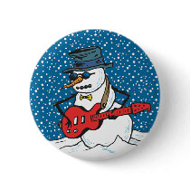 Rocking Snowman Pinback Button