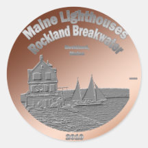 Rockland Breakwater Lighthouse Round Stickers