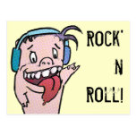 Rock'n Roll Piggy Postcard