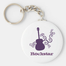 Rockstar Guitar Keychain, Purple