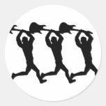 rockstar icon running guitarist round stickers