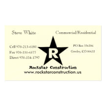 ROCKSTAR Logo, Rockstar Constructi... - Customized Business Card