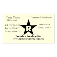 ROCKSTAR Logo, Rockstar Construction, Eric Andr... Business Card