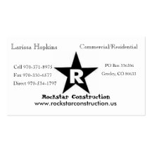 ROCKSTAR Logo, Rockstar Construction, Eric Andr... Business Cards